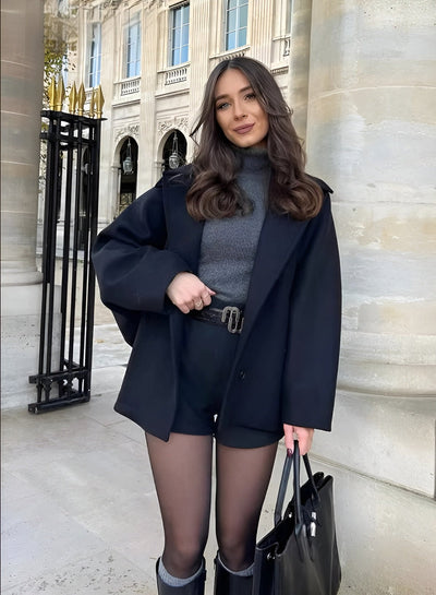 Kurzer Wollmantel | Einreihig | Oversized | Winter Trenchcoat | Damenbekleidung