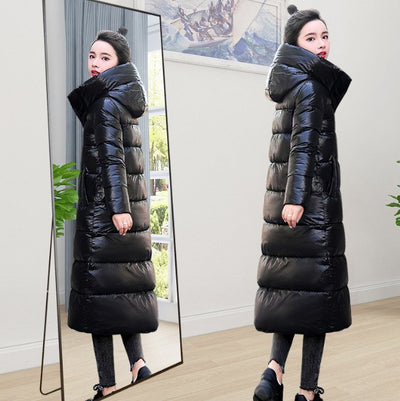 Lange Daunenjacke – Warm – Mit Kapuze – Daunenjacke – Langer Wintermantel für Damen