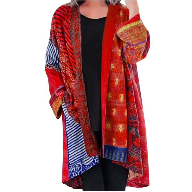Lange Strickjacke | Bunt | Offene Vorderseite | Übergroße Strickjacke | Damenbekleidung