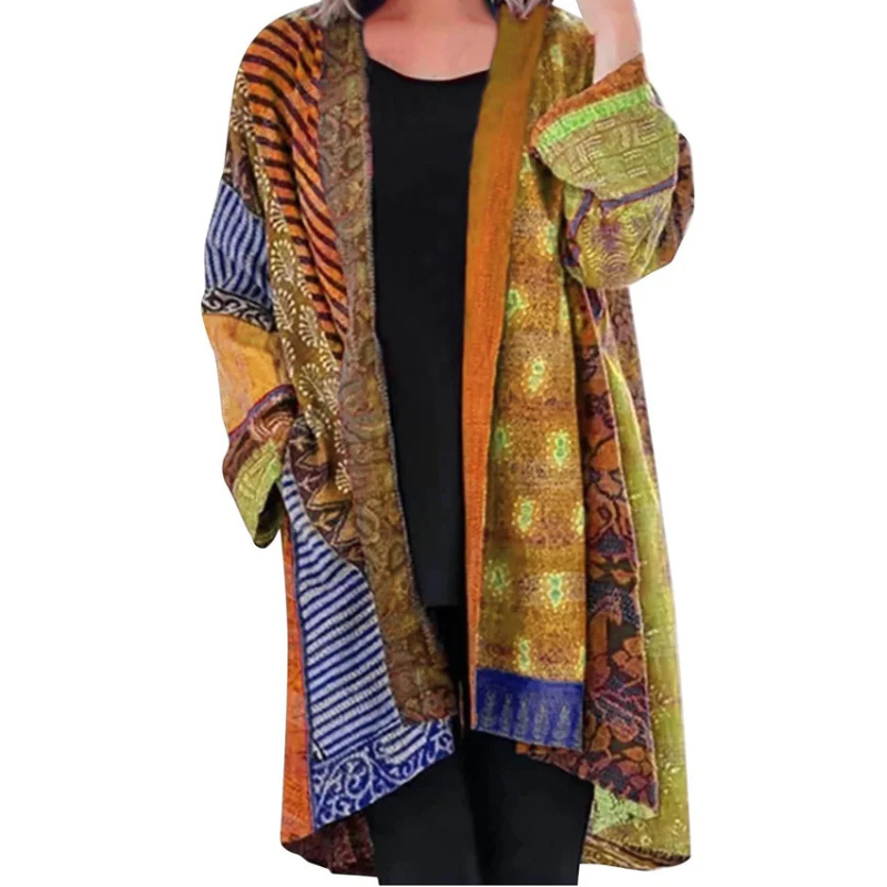 Lange Strickjacke | Bunt | Offene Vorderseite | Übergroße Strickjacke | Damenbekleidung