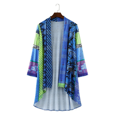 Lange Strickjacke | Bunt | Offene Vorderseite | Übergroße Strickjacke | Damenbekleidung
