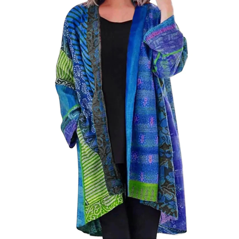 Lange Strickjacke | Bunt | Offene Vorderseite | Übergroße Strickjacke | Damenbekleidung