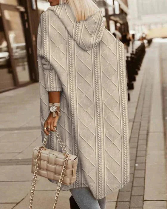 Lange Strickjacke | Oversize | Offene | Kapuzen-Strickjacke | Damenbekleidung