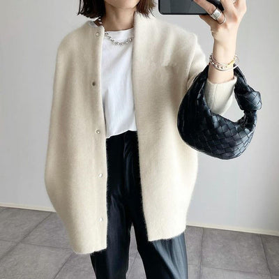 Lange Strickjacke - Übergröße - Knopfleiste - Wollmantel - Damenbekleidung