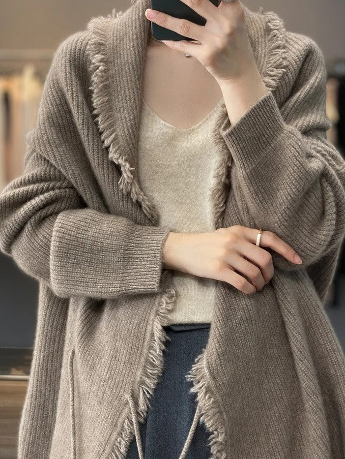 Lange Strickjacke | Warm | Offene Vorderseite | Strickjacke | Damenbekleidung