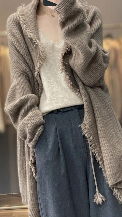 Lange Strickjacke | Warm | Offene Vorderseite | Strickjacke | Damenbekleidung