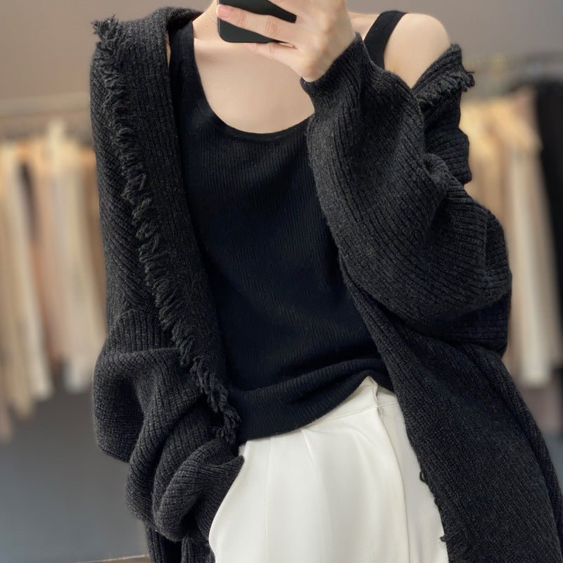 Lange Strickjacke | Warm | Offene Vorderseite | Strickjacke | Damenbekleidung