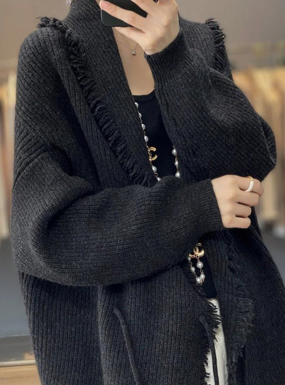 Lange Strickjacke | Warm | Offene Vorderseite | Strickjacke | Damenbekleidung