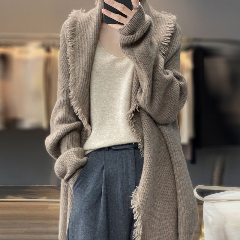 Lange Strickjacke | Warm | Offene Vorderseite | Strickjacke | Damenbekleidung