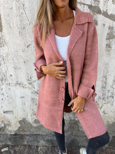 Langer Mantel – zum Zuknöpfen – Herbst –  Strickjacke – Damenjacken