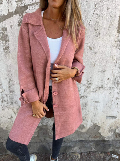 Langer Mantel – zum Zuknöpfen – Herbst –  Strickjacke – Damenjacken