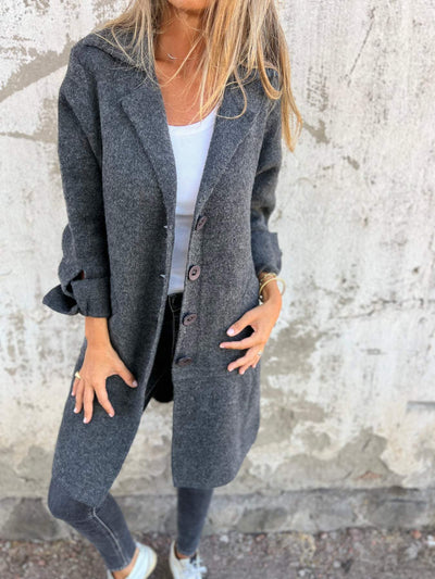 Langer Mantel – zum Zuknöpfen – Herbst –  Strickjacke – Damenjacken