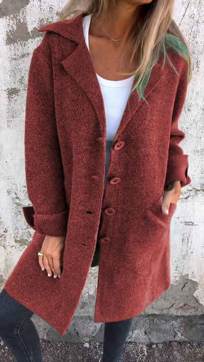 Langer Mantel – zum Zuknöpfen – Herbst –  Strickjacke – Damenjacken