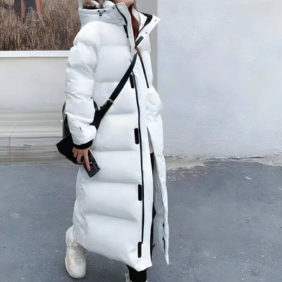 Langer Puffer Mantel | Warm | Mit Kapuze | Daunenmäntel | Langer Wintermantel für Damen