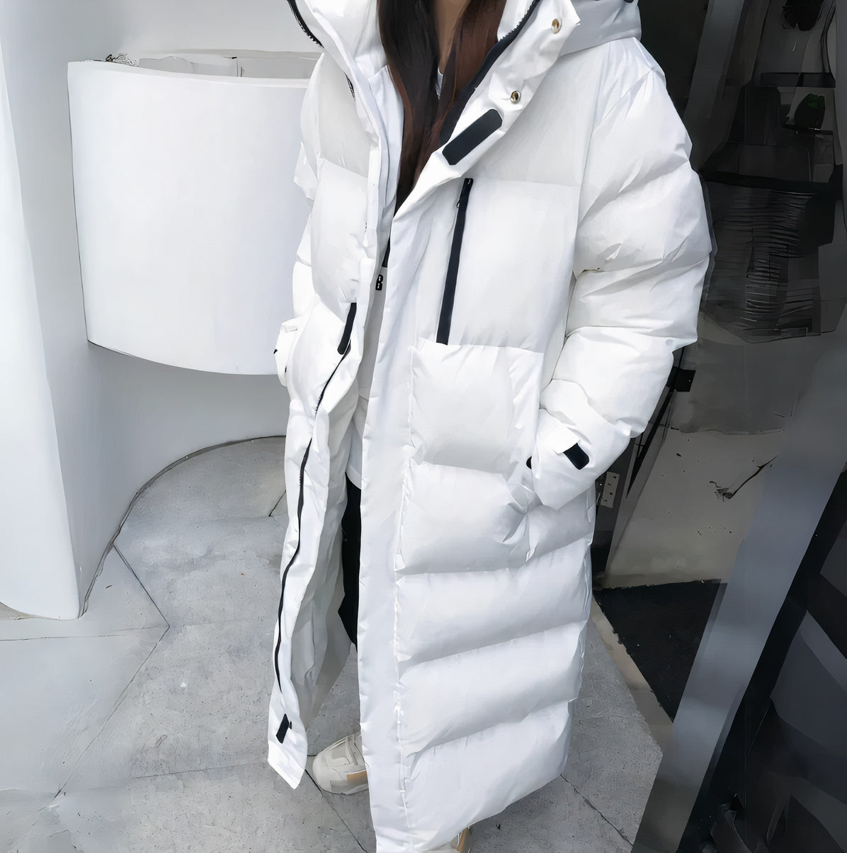 Langer Puffer Mantel | Warm | Mit Kapuze | Daunenmäntel | Langer Wintermantel für Damen