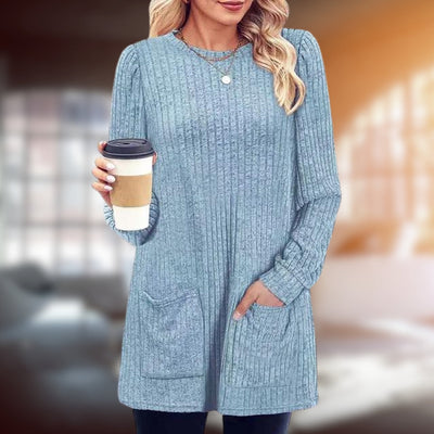 Langer Pullover | Lockere Passform | Taschen | Langarm-Pullover | Damenbekleidung
