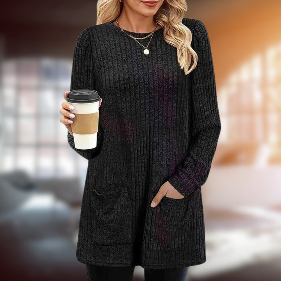 Langer Pullover | Lockere Passform | Taschen | Langarm-Pullover | Damenbekleidung