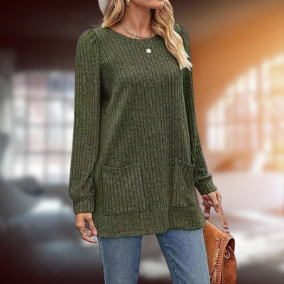 Langer Pullover | Lockere Passform | Taschen | Langarm-Pullover | Damenbekleidung