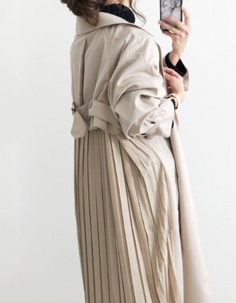 Langer Trenchcoat – wasserabweisender einreihiger Trenchcoat für Damen in Beige