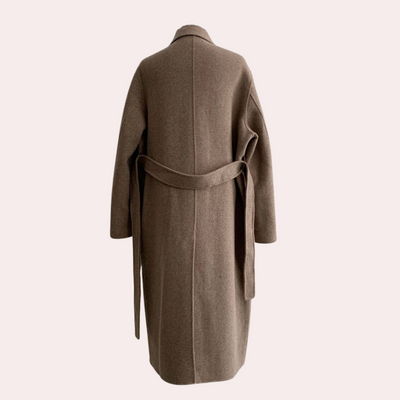 Langer Wollmantel | Zweireiher | Gürtel | Übergroßer Wollmantel | Langer Wintermantel für Damen