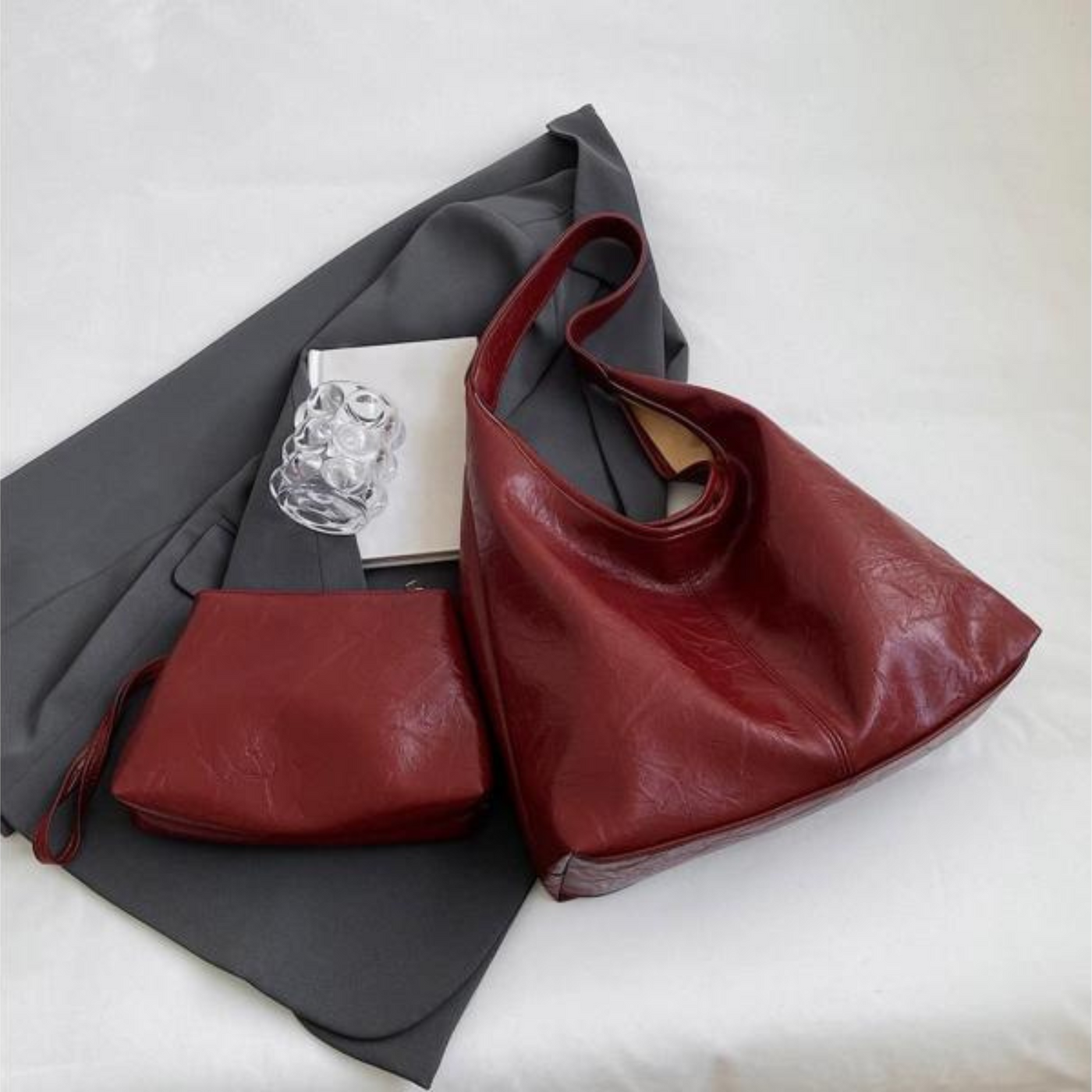 Ledertasche - Groß - Kunstleder - Umhängetasche - Damenhandtasche