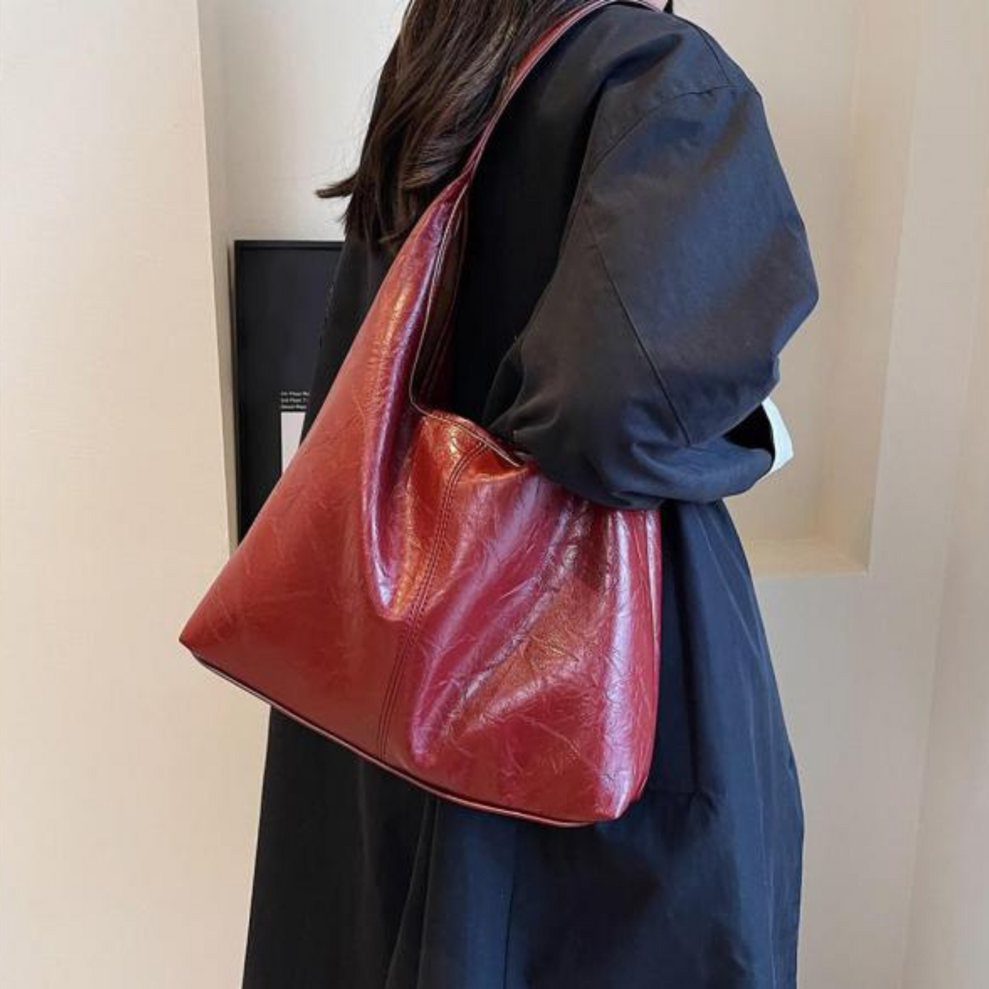 Ledertasche - Groß - Kunstleder - Umhängetasche - Damenhandtasche