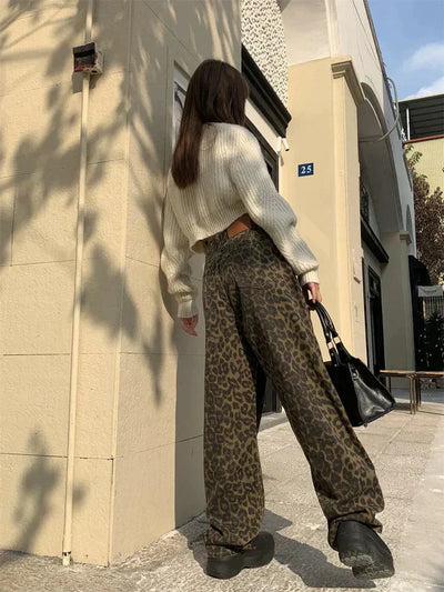 Leopard Jeans | Weite Beinpartie | Hohe Taille | Lockere Passform | Damenbekleidung