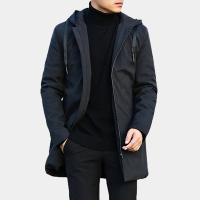 Long Coat – Winterjacke für Herren mit Kapuze, winddicht, wattiert