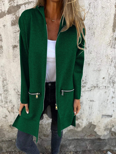 Long Hoodie | Kapuzenpullover | Lockere Passform | Kapuzenjacke mit Reißverschluss | Strickjacke mit Reißverschluss