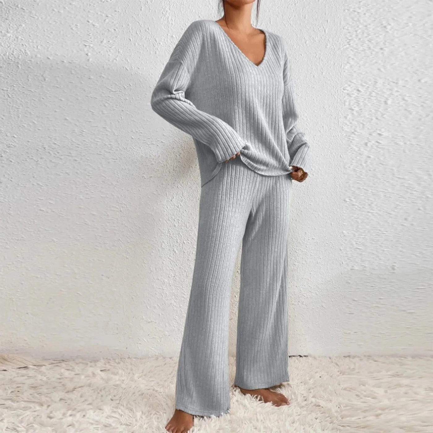 Lounge-Set | Gemütlich | Gerippt | Zweiteiler aus Strick | Loungewear für Damen