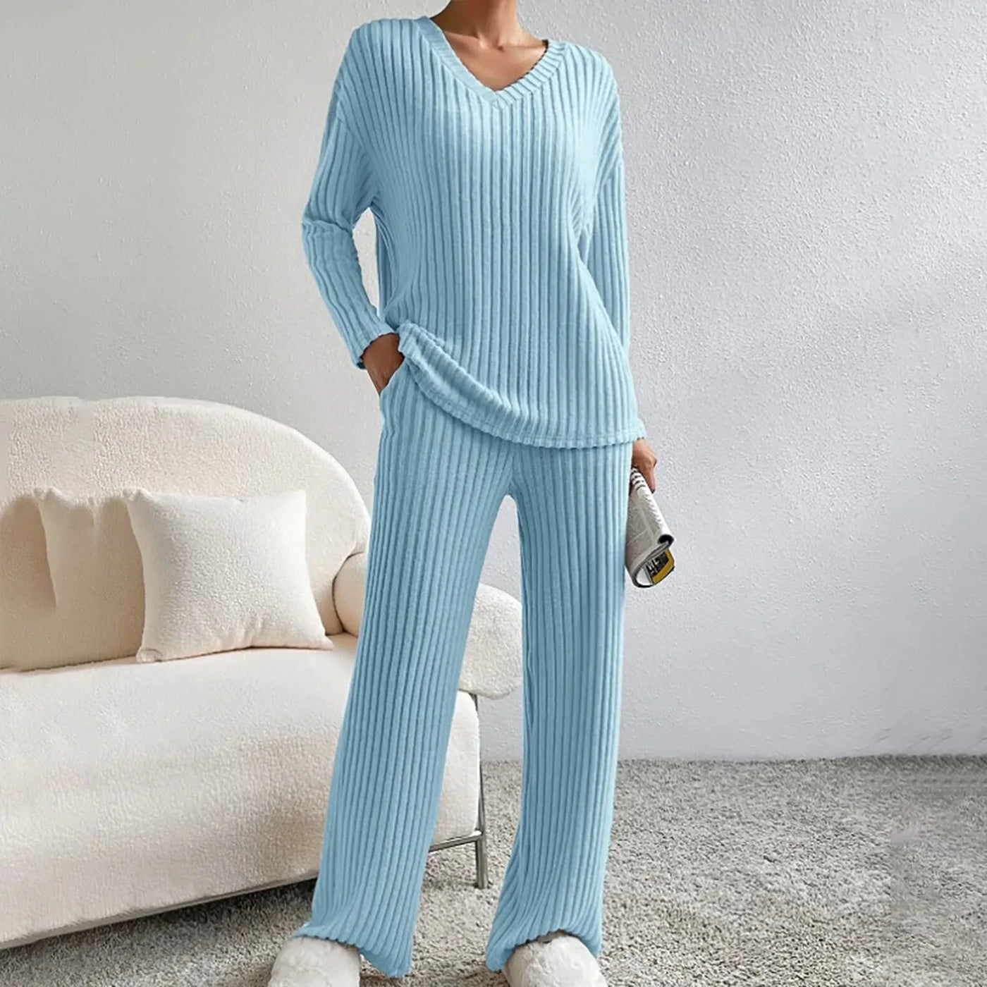 Lounge-Set | Gemütlich | Gerippt | Zweiteiler aus Strick | Loungewear für Damen