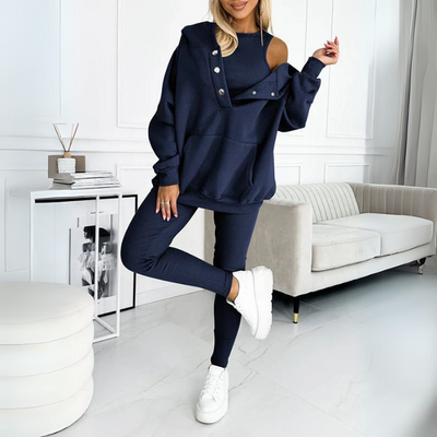 Lounge-Set – Gemütlicher Oversize-Kapuzenpullover und Leggings für Damen, Zweiteiliges Set