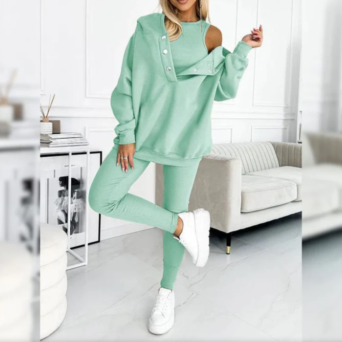 Lounge-Set – Gemütlicher Oversize-Kapuzenpullover und Leggings für Damen, Zweiteiliges Set