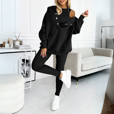 Lounge-Set – Gemütlicher Oversize-Kapuzenpullover und Leggings für Damen, Zweiteiliges Set