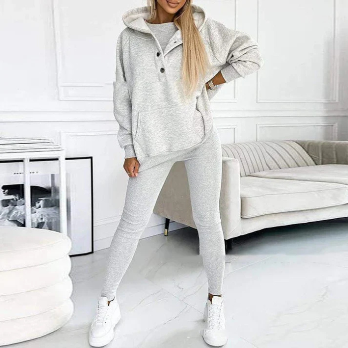 Lounge-Set – Gemütlicher Oversize-Kapuzenpullover und Leggings für Damen, Zweiteiliges Set