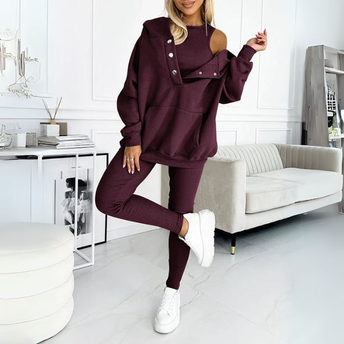Lounge-Set – Gemütlicher Oversize-Kapuzenpullover und Leggings für Damen, Zweiteiliges Set