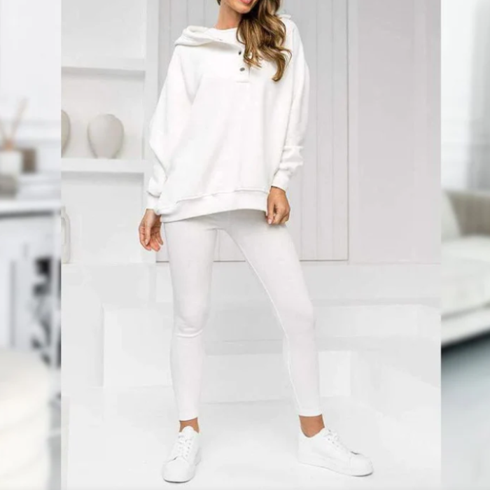 Lounge-Set – Gemütlicher Oversize-Kapuzenpullover und Leggings für Damen, Zweiteiliges Set