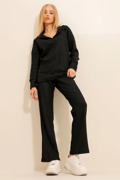 Lounge-Set – Langarmshirt – Schlaghose – Zweiteiler – Loungewear für Damen