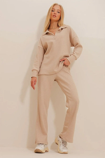 Lounge-Set – Langarmshirt – Schlaghose – Zweiteiler – Loungewear für Damen