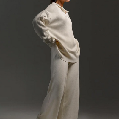 Lounge-Set | Oversize-Pullover | Weite Beinweite | Zweiteiler aus Strick | Loungewear für Damen