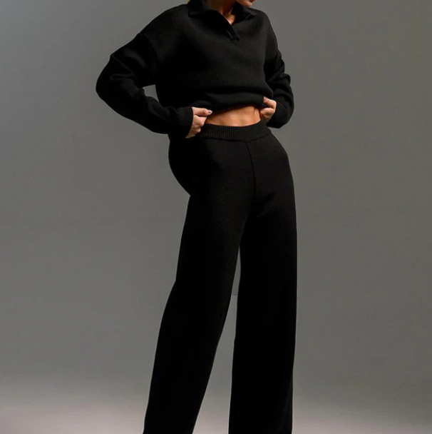 Lounge-Set | Oversize-Pullover | Weite Beinweite | Zweiteiler aus Strick | Loungewear für Damen