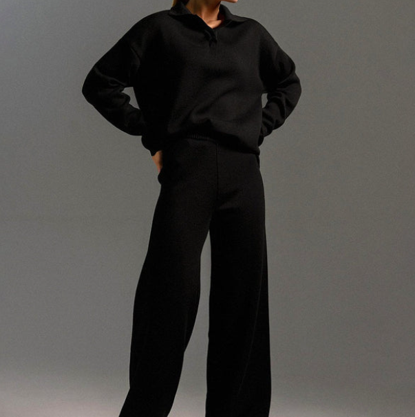 Lounge-Set | Oversize-Pullover | Weite Beinweite | Zweiteiler aus Strick | Loungewear für Damen