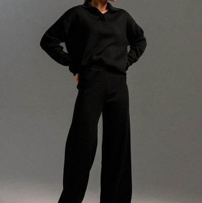 Lounge-Set | Oversize-Pullover | Weite Beinweite | Zweiteiler aus Strick | Loungewear für Damen