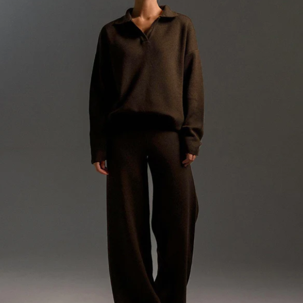 Lounge-Set | Oversize-Pullover | Weite Beinweite | Zweiteiler aus Strick | Loungewear für Damen