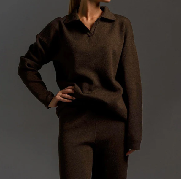Lounge-Set | Oversize-Pullover | Weite Beinweite | Zweiteiler aus Strick | Loungewear für Damen
