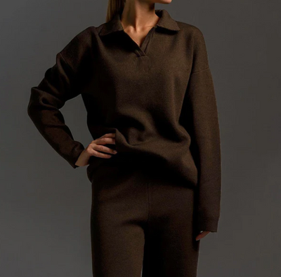 Lounge-Set | Oversize-Pullover | Weite Beinweite | Zweiteiler aus Strick | Loungewear für Damen
