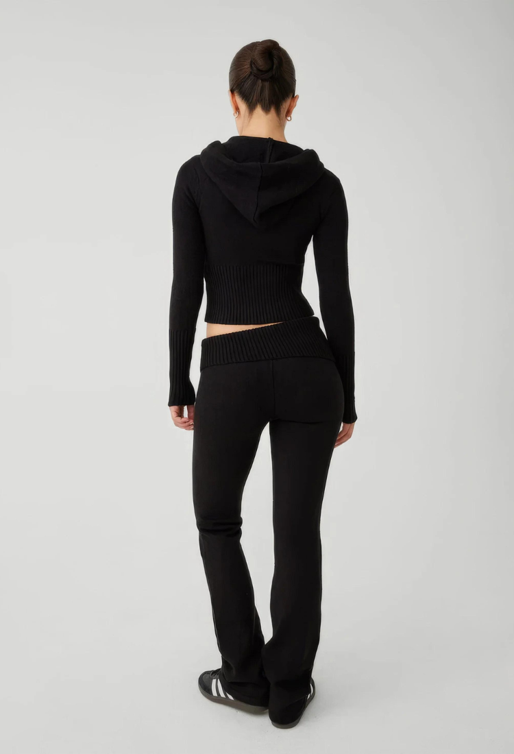 Lounge-Set | Reißverschluss | Kapuze | Zweiteiler aus Strick | Loungewear für Damen