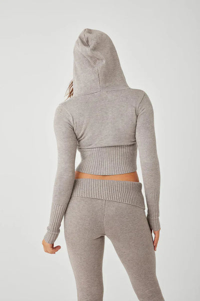 Lounge-Set | Reißverschluss | Kapuze | Zweiteiler aus Strick | Loungewear für Damen