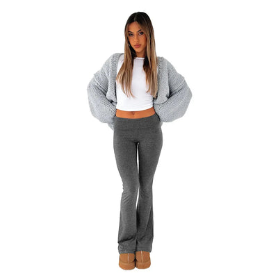 Lounge-Set – Zweiteiler aus Baumwolle für Damen mit weitem Bein und langen Ärmeln