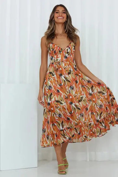 Midikleid | Ärmellos | V-Ausschnitt | Sommerkleid | Sonnenkleid